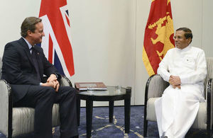PM David Cameron holds a bilateral with the Sri Lankan President Maithripala Sirisena