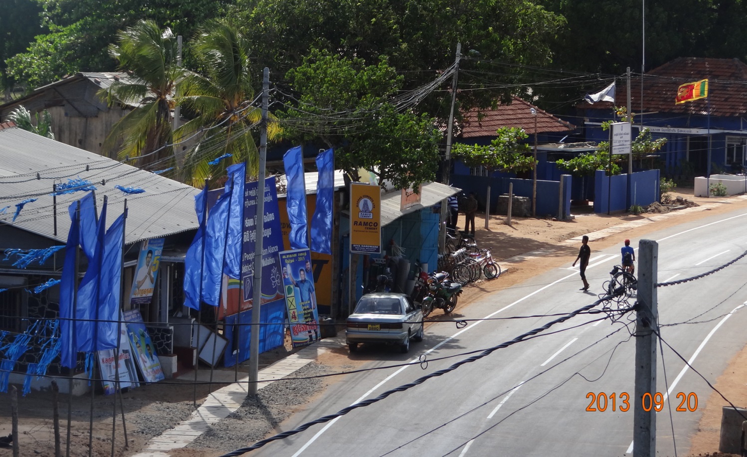The blatant display of UPFA posters and cut-outs even on 20 Sep 2013, adjacent to the Mullaitivu SP Janaka Gunathilaka’s office in the heart of the town.