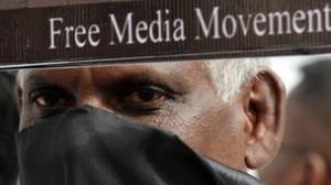 An activist from the Free Media Movement, Sri Lanka's media watchdog