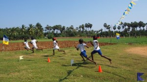 Children playing in school during sports day