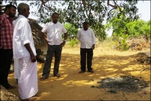 Bankbook and land deeds, the only valuable documents at the hut of Tamil councillor, have been burnt outside his temporary hut in Thenmaraadchi