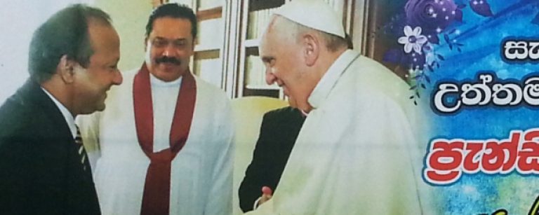Sri Lanka: Govt. Ignores Catholic Church Request to Remove Posters of Pope & Rajapaksa
