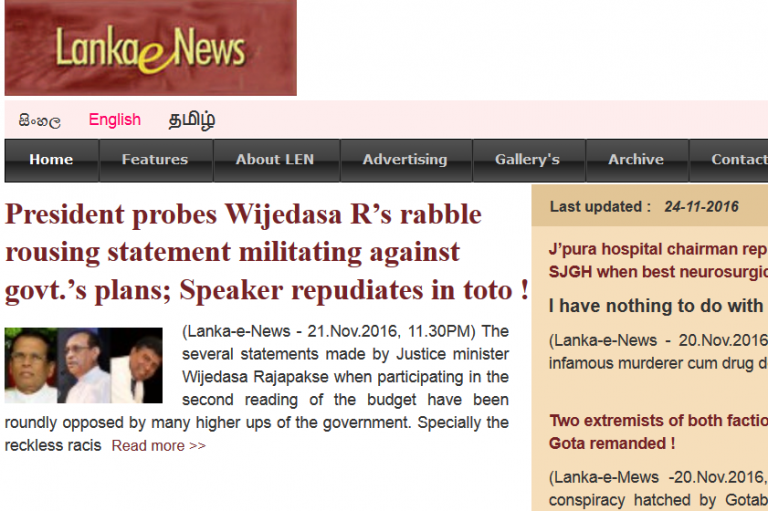 Sri Lanka: Contempt of Court charges against Lankaenews