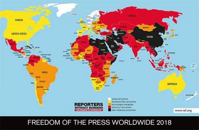 2018 WORLD PRESS FREEDOM INDEX:  Hatred of journalism threatens democracies