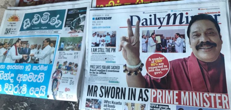 Rajapaksa supporters take over state media by force after Sirisena’s betrayal