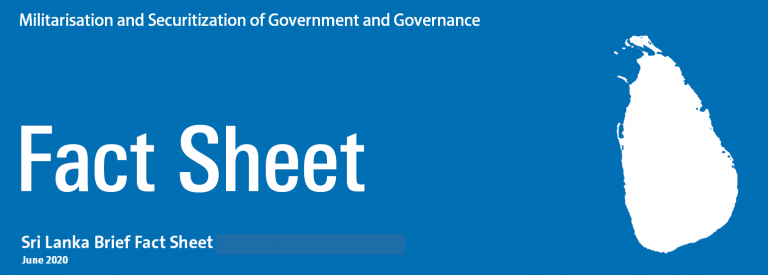 Sri Lanka Brief Fact Sheet:  Militarisation and Securitization of Government and Governance in Sri Lanka.