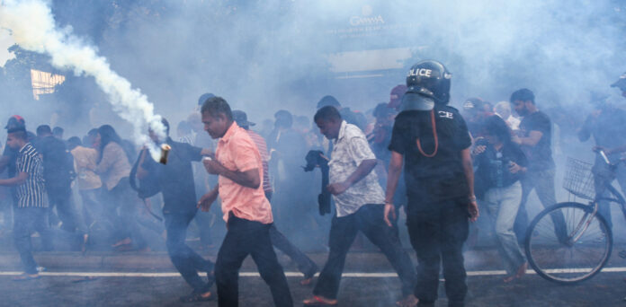 A Protest In Colombo Against The Government That Stopped The Elections And Destroyed Democracy