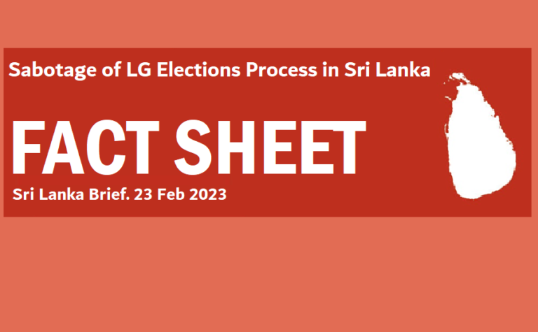 SLB FACT SHEET: Sabotaging the Local Government Elections in Sri Lanka