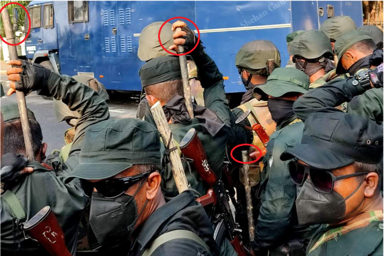 Sri Lanka Military denies knowledge of men in uniform carrying  clubs to suppress peaceful protestors!