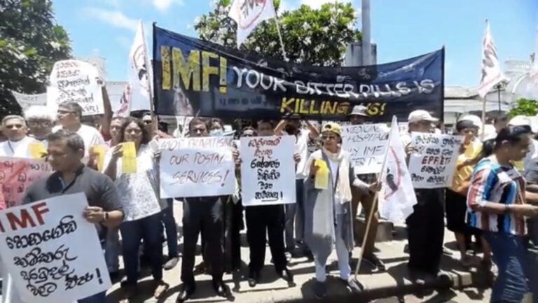 Sri Lanka opposition-affiliated unions protest IMF prescribed debt restructuring plans