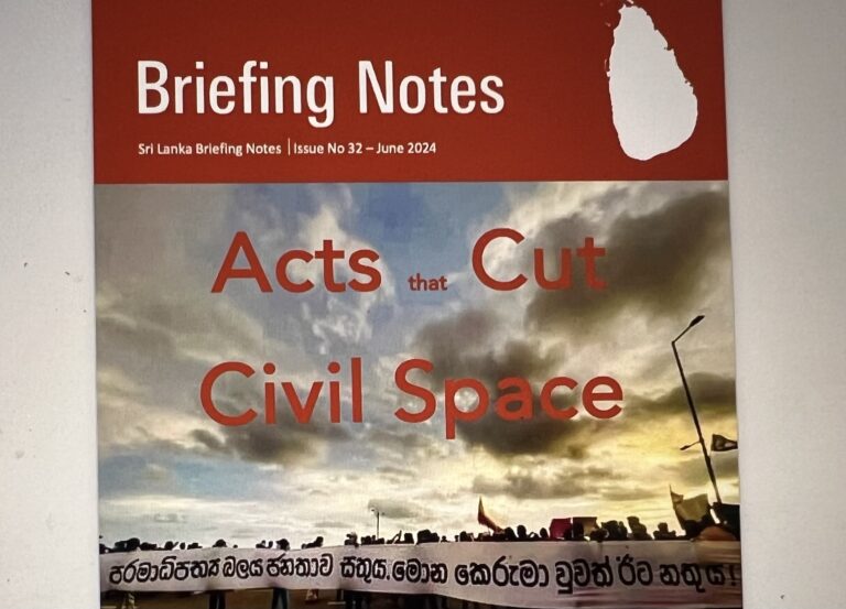 Sri Lanka Briefing Note 32: Acts that Cut Civil Space