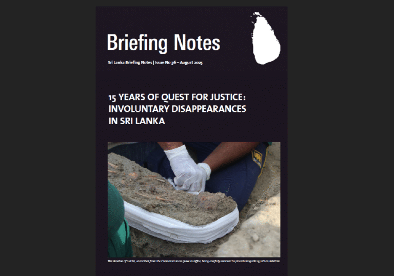 Briefing Note: 15 Years Of Quest For Justice: Involuntary Disappearances In Sri Lanka