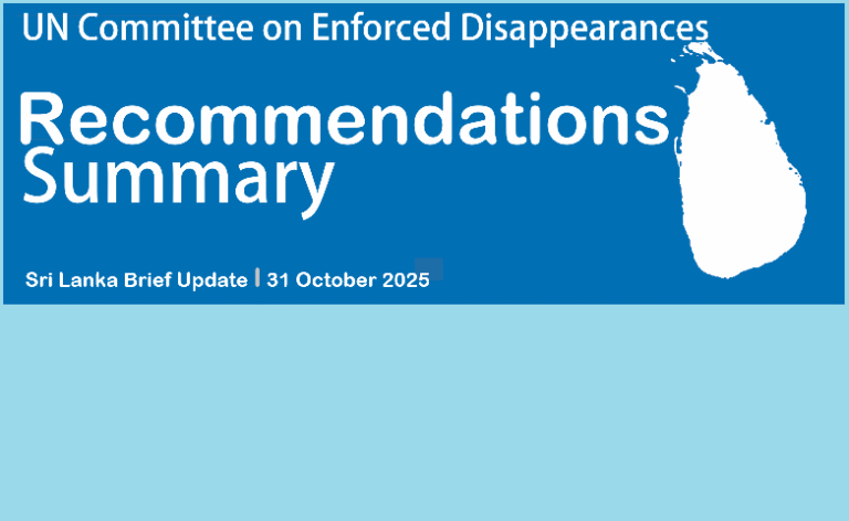 SLB Update: UN Committee on Enforced Disappearances- Summary of Recommendations to the Government of Sri Lanka, 03 October 2025